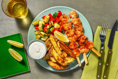 Brochettes de crevettes grillées