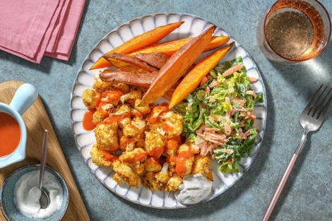 Buffalo-Blumenkohl-Bites mit Süßkartoffeln