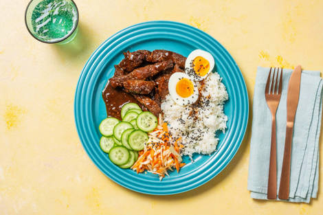 Émincés de steak bulgogi au riz et légumes à l'aigre-douce