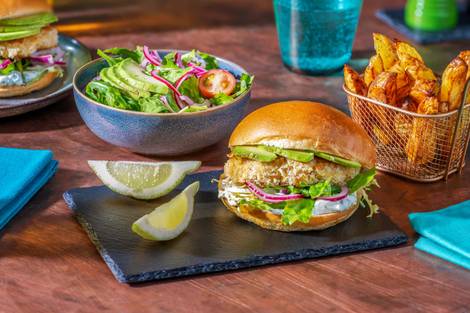 Burger de crevettes maison sur pain brioché