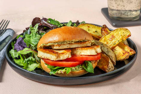 Burgers au halloumi et pesto