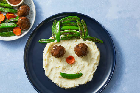 Frosty the Mashed Potato Snowman with Meatballs