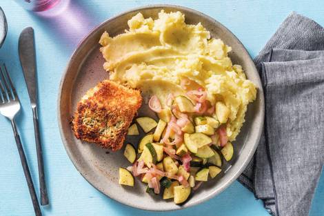 Gepaneerde kabeljauw met pesto