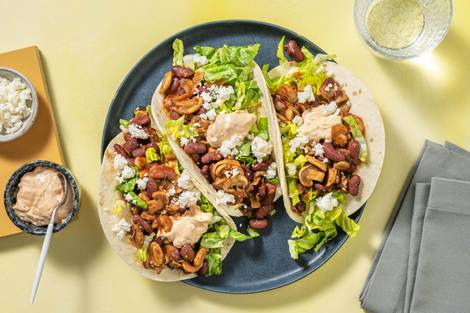 Cajun Spiced Bean and Mushroom Tacos