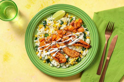 Poulet à la caribéenne et riz confetti