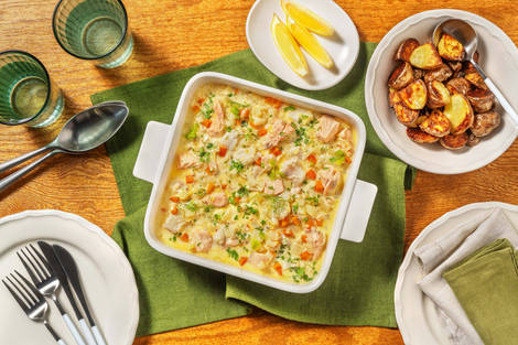 Cassolette de poisson à la crème et cerfeuil