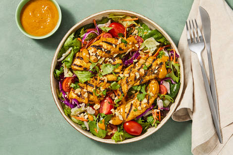 SuperQuick Grilled Chicken Breasts Satay Salad Bowls