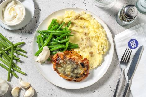 Cheese and Caramelised Onion Pork Steak