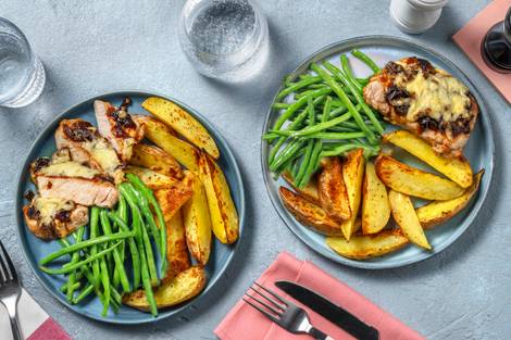 Cheese and Caramelised Onion Pork Steak