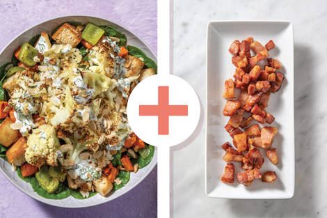 Cheesy Roasted Cauliflower & Bacon Salad