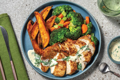 Seared Chicken & Creamy Parsley Sauce