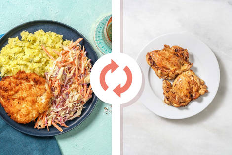 Assiettes de schnitzels de poulet