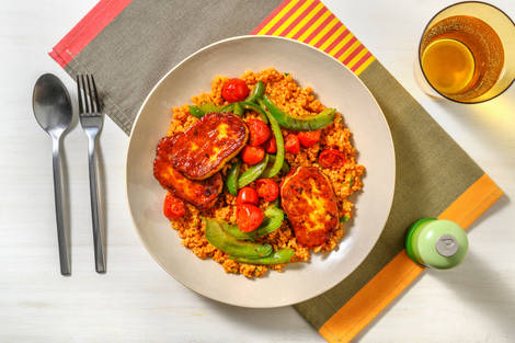 Chilli Jam Glazed Halloumi and Parsley Bulgur