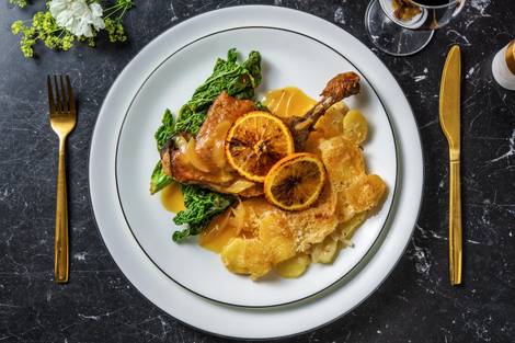 Crispy Confit Duck Leg and Dauphinoise