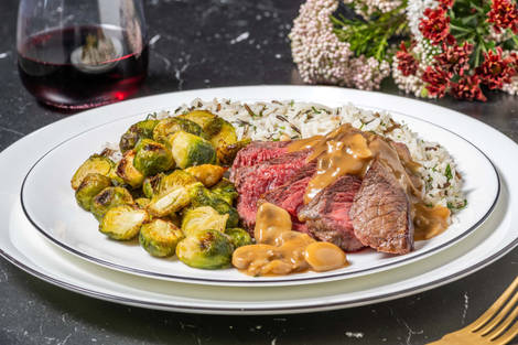 Contre-filet poêlé et sauce aux champignons