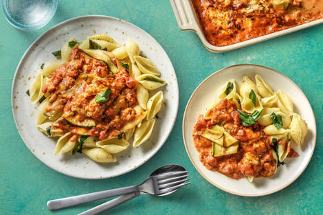 Courgettes au four en sauce tomate crémeuse