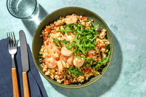 Couscous perlé aux crevettes et à la courgette