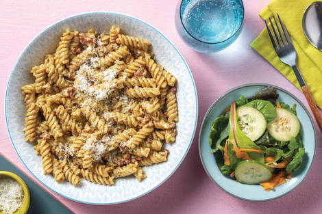 Bacon & Basil Pesto Fusilli