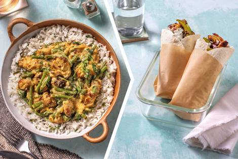 Creamy Chicken Korma with Spinach and Beans Dinner