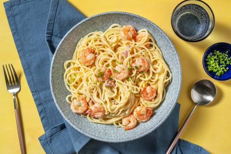 Creamy Prawn and Bacon Spaghetti
