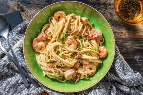 Creamy Prawn & Bacon Spaghetti