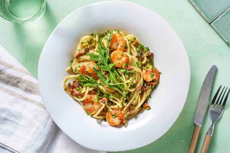 Creamy Prawn & Pancetta Spaghetti