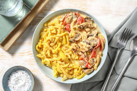 Cremiges Hähnchengeschnetzeltes