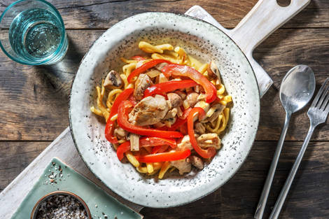 Cremiges Hähnchengeschnetzeltes