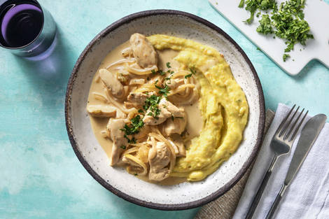 Cremiges Hähnchengeschnetzeltes