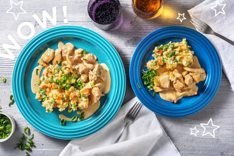 Cremiges Hähnchengeschnetzeltes