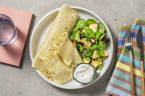Crêpes mit würziger Apfel-Spitzkohl-Füllung