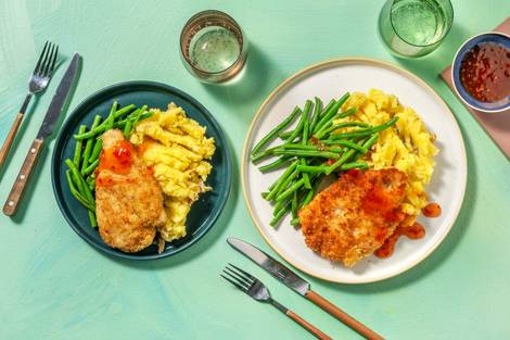 Crispy Panko Breaded Chicken and Mash