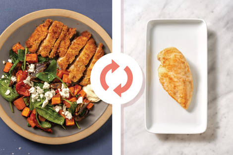 Crumbed Chicken & Roast Veggie Toss