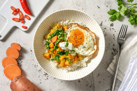 Curry de patate douce avec du riz