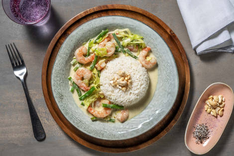 Curry vert de crevette et riz jasmin