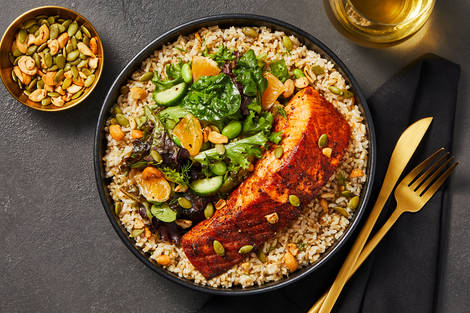 Double Salmon and Edamame Brown Rice Bowls
