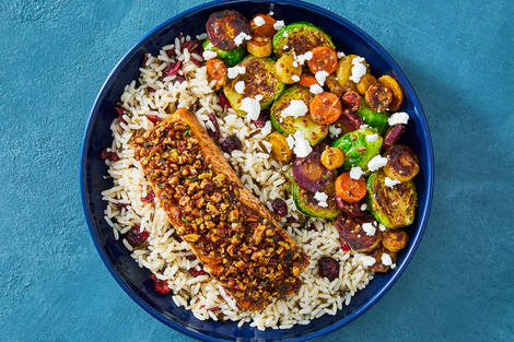 Saumon rôti au beurre d'érable avec riz sauvage