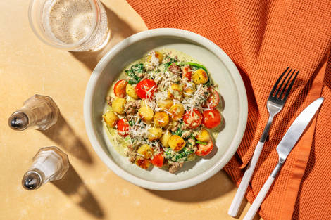 SuperQuick Beef and Gnocchi Skillet