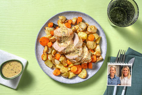 Filet de porc et légumes au four