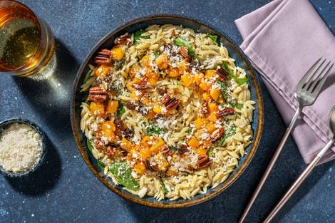 Orzo au potiron, épinards et fromage italien