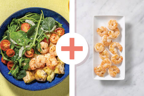 Double Chilli-Garlic Prawns & Tomato-Rocket Salad