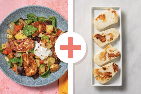 Double Honey-Thyme Haloumi & Garlicky Pumpkin Toss