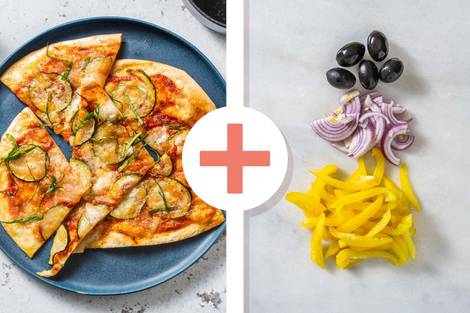 Tarte flambée garnie de mozzarella de bufflonne et courgette