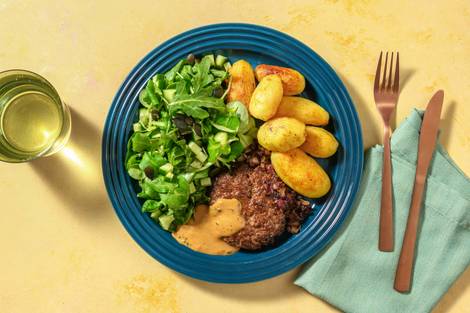 Steak haché en sauce au poivre noir