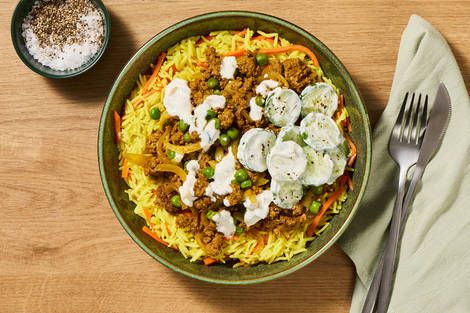 SuperQuick Indian-Inspired Plant-Based Ground Protein Curry Bowls