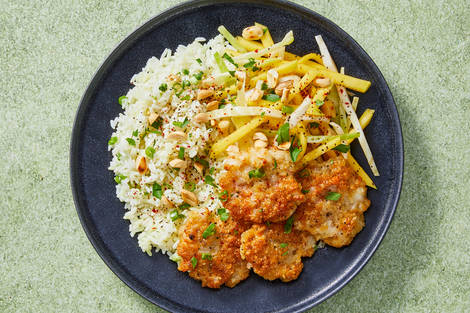 Thai Shrimp Cakes with Mango Salad and Toasted Peanuts