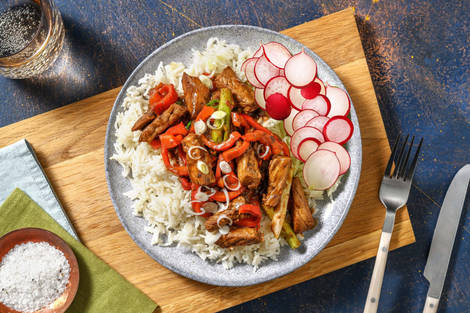 Émincés de bœuf en sauce de haricots noirs légèrement épicée