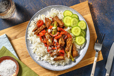 Émincés de bœuf en sauce de haricots noirs légèrement relevée