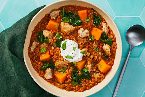 Harissa-Spiced Beyond Meat® Lentil Stew
