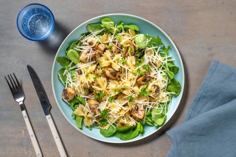 Farfalle met bospaddenstoelenpesto